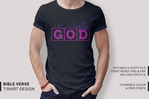 I m Servant of God - Christmas Typograph for T-Shirt Designs